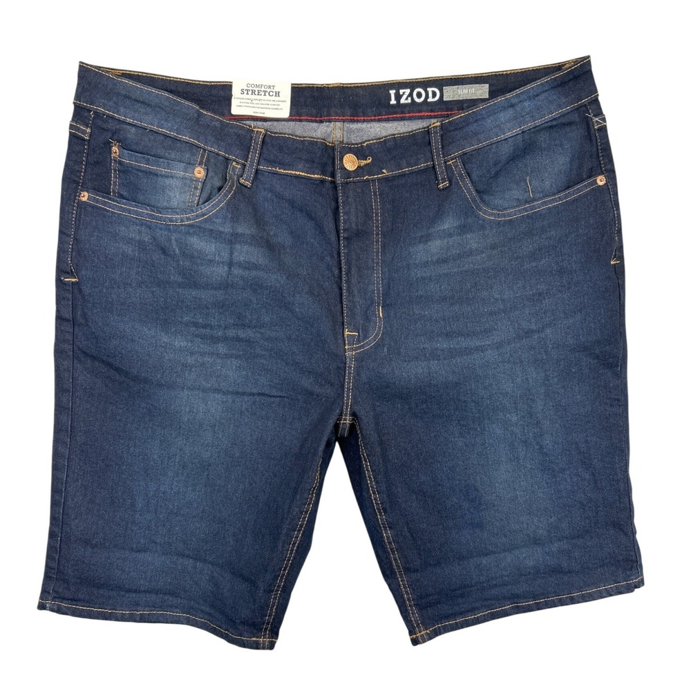 IZOD Jean Shorts Mens 40 Blue Denim Slim Fit Comfort Stretch NWT‎